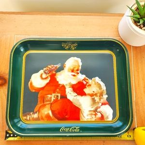 Vintage Coca Cola Metal Santa Tray
